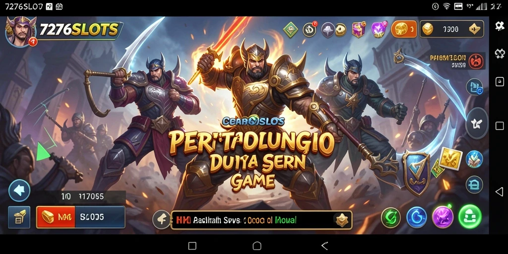 Screenshot menggambarkan aksi pertarungan intens dalam 7276SLOTS.