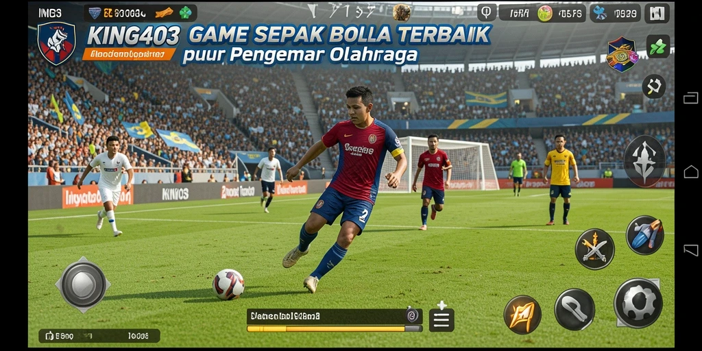 Screenshot gameplay KING403 yang menunjukkan aksi pertandingan sepak bola seru.
