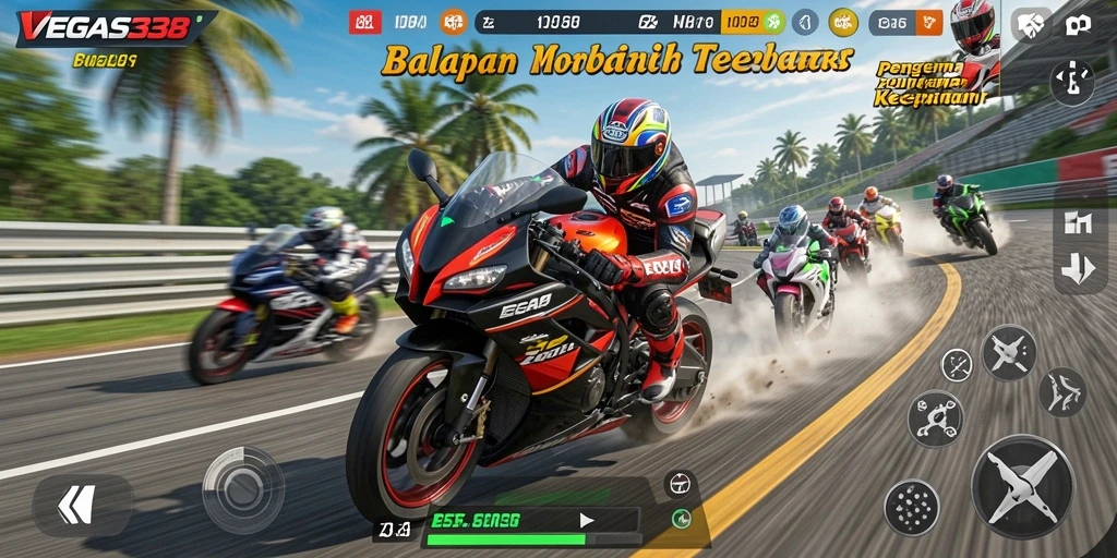 Tampilan menegangkan dari gameplay balapan motor di VEGAS338.